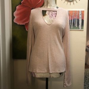 Pale pink keyhole cut blouse